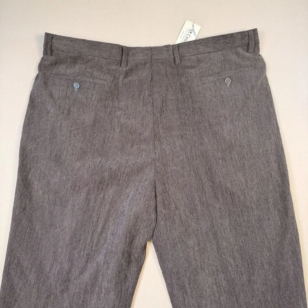 NWT ST. CROIX Men's Grey Corduroy Pants Trousers Sz 42R MADE IN ITALY Wool Blend